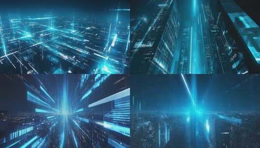 蓝色科技背景城市科技感数字空间穿梭背景高清在线视频素材下载