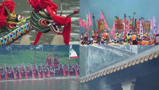 端午节传统龙舟比赛前的准备高清在线视频素材下载