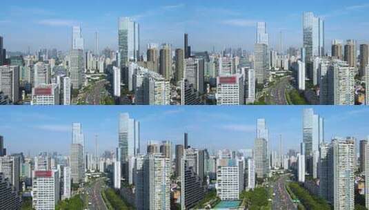 深圳福田下沙航拍福田中心区城市风光高清在线视频素材下载