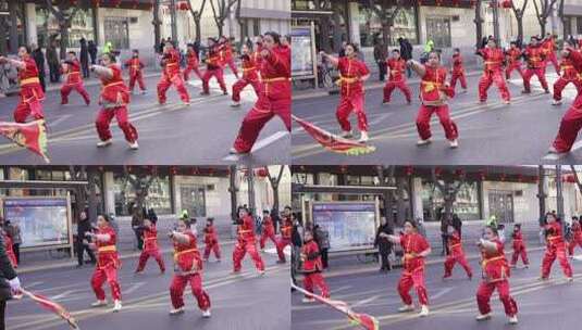 户外街头的民俗表演活动高清在线视频素材下载