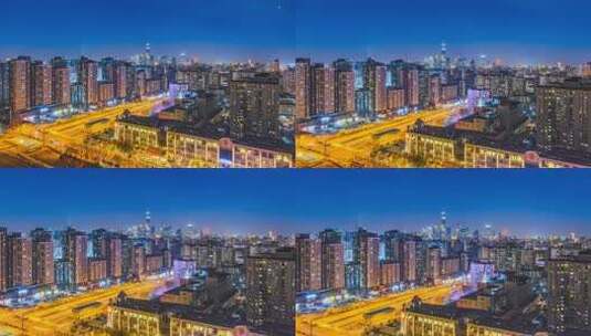 北京国贸城市天际线灯光车流建筑夜景高清在线视频素材下载