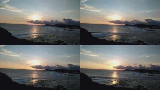 日落下的海浪划过海岸高清在线视频素材下载
