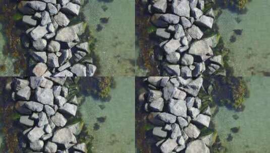 航拍海水石头高清在线视频素材下载