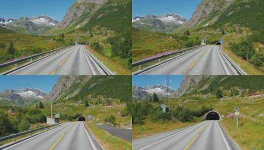 沿着挪威山脉中的风景走高清在线视频素材下载
