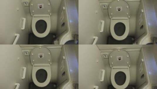 飞机上公共厕所的特写镜头高清在线视频素材下载
