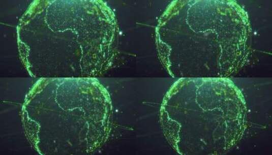 绿色数字空间中的数据地球高清在线视频素材下载