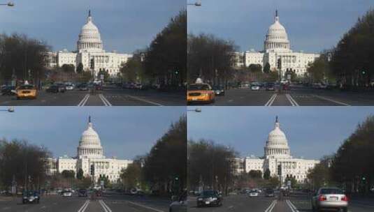 国会大厦前街道上的车辆高清在线视频素材下载