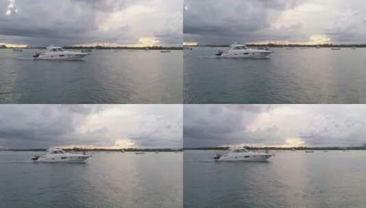 海湾上的迷你游艇高清在线视频素材下载