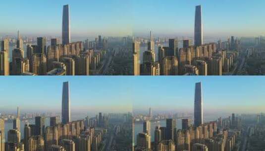 武汉绿地中心航拍高清在线视频素材下载
