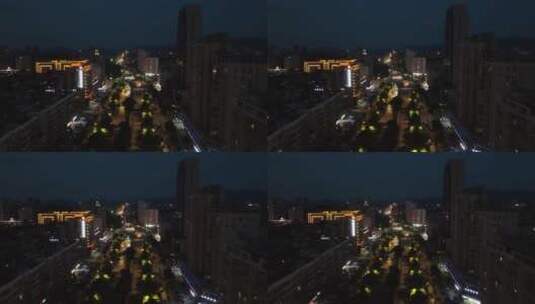 航拍江西赣州城市交通夜景灯光高清在线视频素材下载