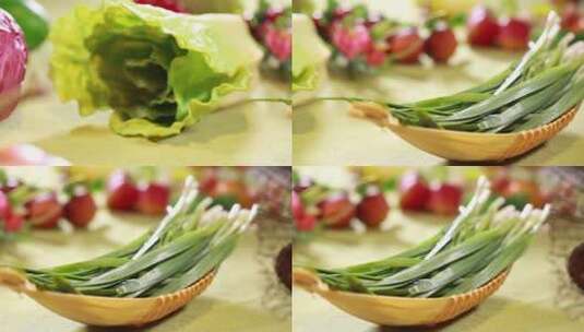 韭菜春菜蔬菜高清在线视频素材下载