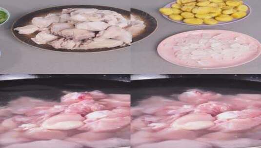 板栗炖鸡食材高清在线视频素材下载
