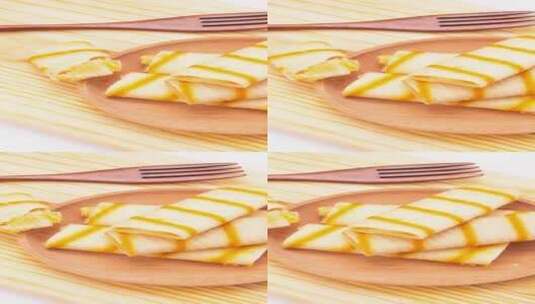 小吃点心蛋卷酥4k镜头平移高清在线视频素材下载