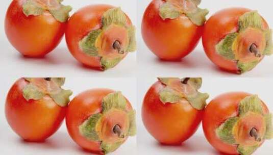 小柿子新鲜水果富平柿子特写4k滑轨平移高清在线视频素材下载