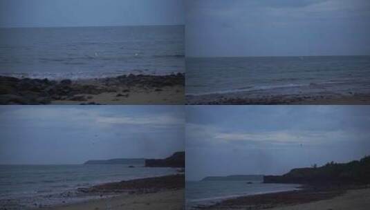 海边沙滩夜晚海边夜色海浪浪花拍打高清在线视频素材下载