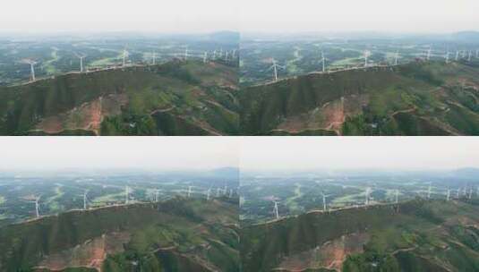 航拍湖南衡东鸡公岩自然风光风力发电机高清在线视频素材下载