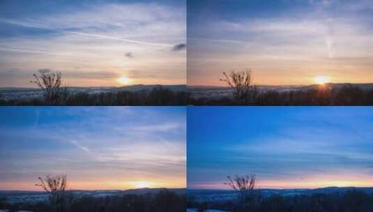 冬季夕阳日落延时风景风光高清在线视频素材下载