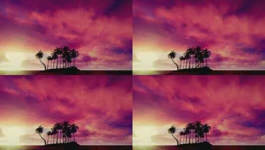 日落时海滩上的红云高清在线视频素材下载