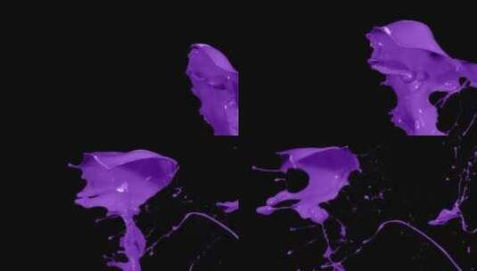 紫色液体颜料泼洒飞溅 (4)高清在线视频素材下载