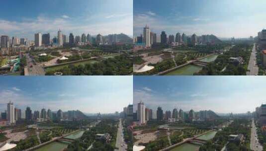 4K青海西宁中心广场航拍高清在线视频素材下载