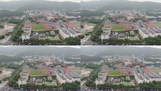 湖南师范大学校园环境航拍高清在线视频素材下载