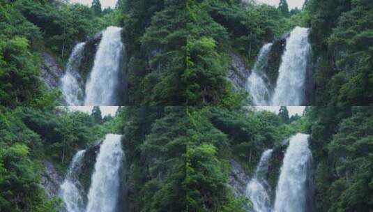 高清4K降水雨季山泉瀑布流水升格视频素材高清在线视频素材下载