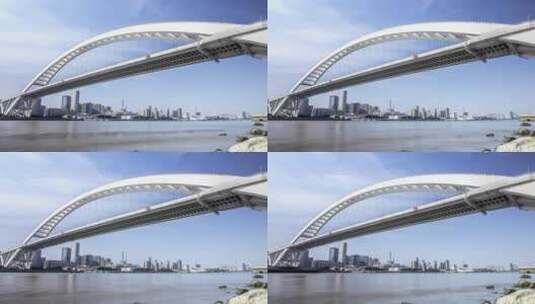 上海黄浦江卢浦大桥大桥大桥延时摄影高清在线视频素材下载