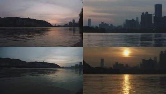 黄河夕阳倒影高清在线视频素材下载