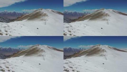 suv汽车越野行驶在一望无际的高山雪原高清在线视频素材下载