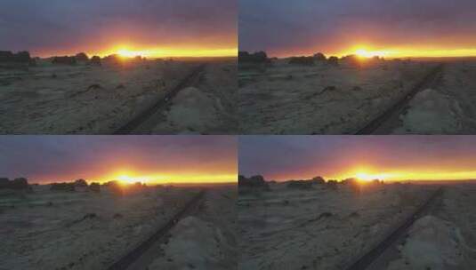 黄昏下的新疆克拉玛依乌尔禾魔鬼城日落高清在线视频素材下载