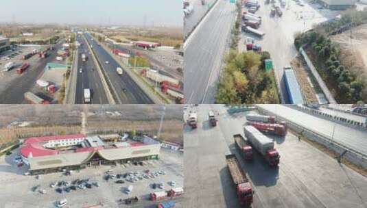 高速公路 服务区  货车 物流  郑州服务区高清在线视频素材下载