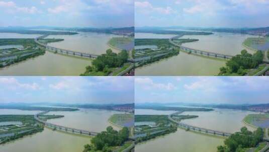 杭州三江口袁浦大桥风景航拍高清在线视频素材下载