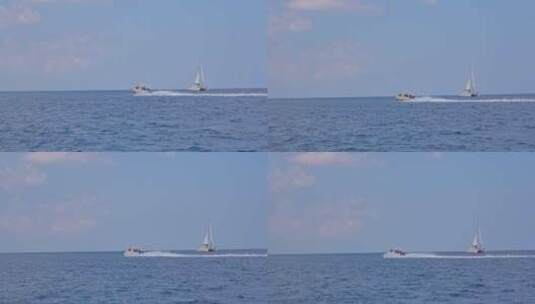 海上飞速前进的快艇高清在线视频素材下载