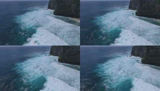 海浪与悬崖海岸的航拍视频 巴厘岛海景风光高清在线视频素材下载