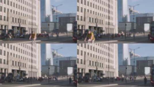 模糊镜头拍摄街头一角高清在线视频素材下载