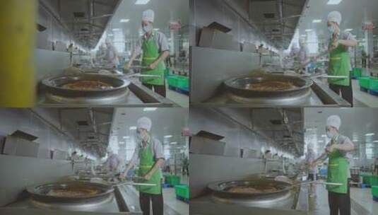 厨师炒菜中央厨房厨师们做饭高清素材4k高清在线视频素材下载