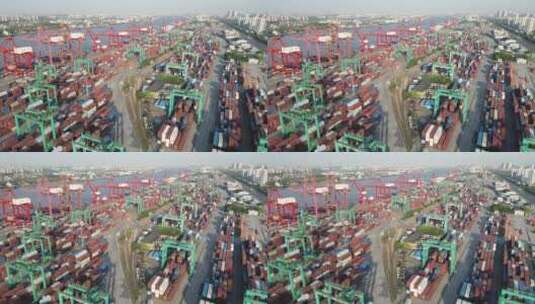 上海集装箱码头 上港集团4K航拍原素材高清在线视频素材下载