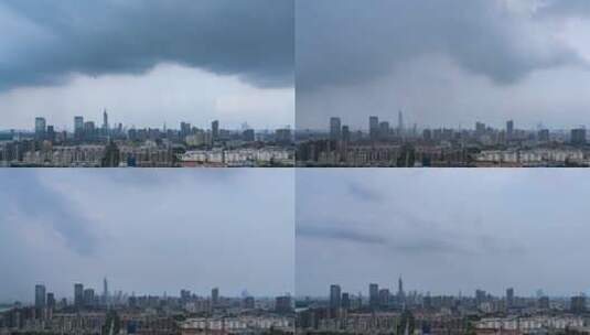 暴雨下的南京城市天际线高清在线视频素材下载