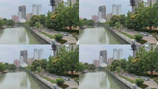 公园河边聊天散步锻炼自行车高清在线视频素材下载