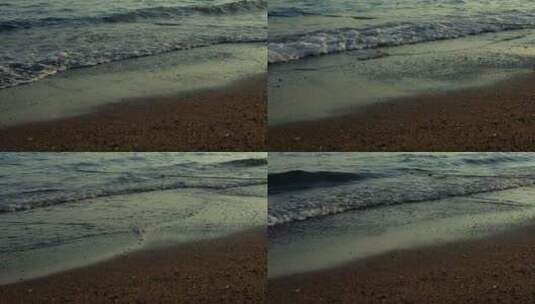 大海波浪海浪冲刷拍打着海滩沙滩高清在线视频素材下载