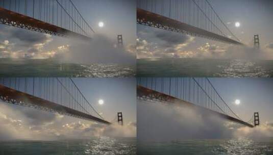 阳光下的大桥高清在线视频素材下载