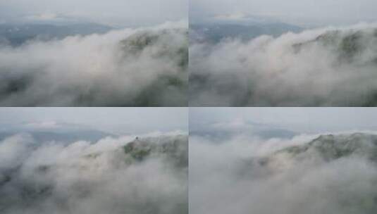 杭州富阳安顶山云雾佛光航拍高清在线视频素材下载
