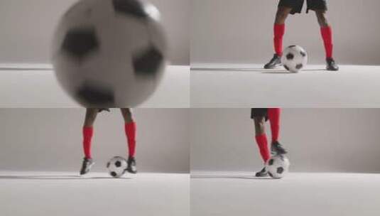 工作室的男性足球运动员特写高清在线视频素材下载