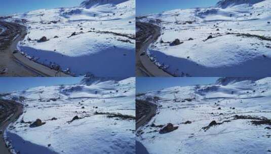 白雪覆盖的安第斯山脉滑雪站景观高清在线视频素材下载
