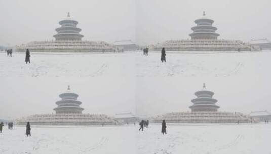 大雪天气中的天坛公园祈年殿回音壁圜丘高清在线视频素材下载