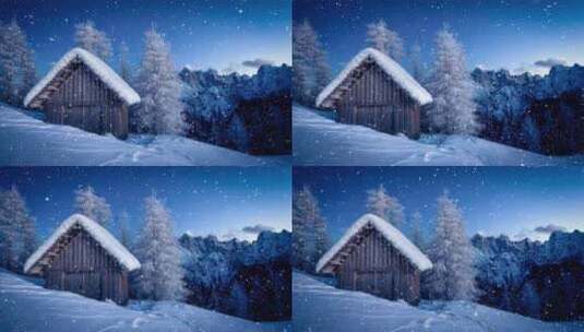 冬天屋外下雪场景高清在线视频素材下载