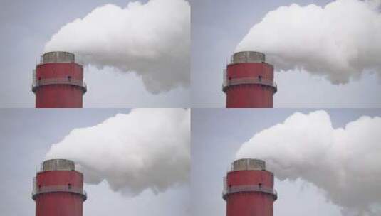 工厂烟囱大气排放高清在线视频素材下载