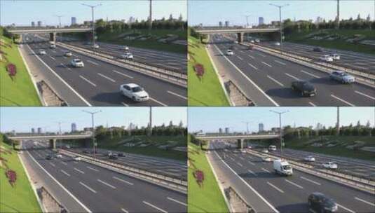 早上的高速公路交通高清在线视频素材下载