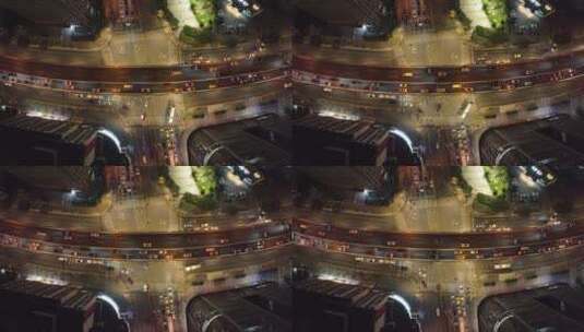 俯拍上海徐汇区宜山路夜景高清在线视频素材下载