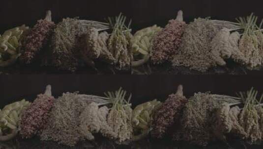稻黍稷麦菽五谷LOG原生素材影棚拍摄高清在线视频素材下载